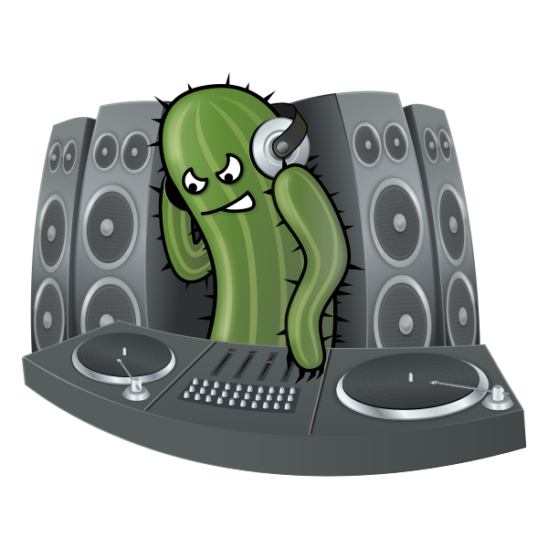 DJ Cactus vector drawing